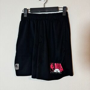 NBA Boys Black Basketball Shorts Pink Graphic Logo Youth Size 10-12 Athletic